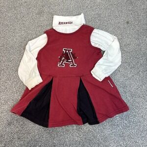 vtg Arkansas Razorbacks Dress Girls Toddler 3T Red Black NCAA Football Cheer